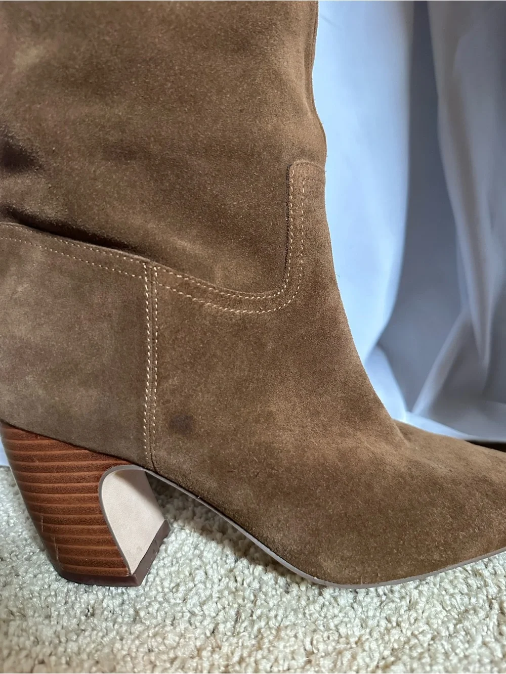 Brown Suede Knee-High Boots - wide calf sizing - Vince Camuto Cristen